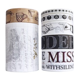 SODCAW 7 Rolls Vintage Washi Tape Set,Retro Masking Tape Aesthetic Decorative Tape for Journaling,Scrapbook, DIY Crafts (Old time)