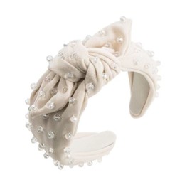 Women's Fabric Bow Rhinestone Head With Crystal Handmade Girl Hair Ornament Sparkling Fashion Headband (white)