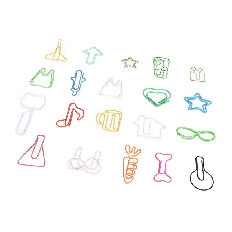 100Pcs Cute Paper Clips 20 Shapes Adorable Fun Metal Paper
