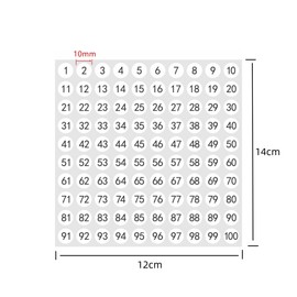 Hybsk Number Stickers Number Color Label Stickers 2000 Sheets 1-100 Number Stickers, 10mm Number Type Set 1-100 Number Stickers Numbers (White)