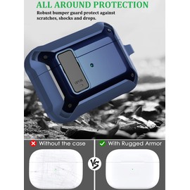 Airpods Pro 2 Case Cover Men Lock with Cleaning Kit, OTOPO Protective Cover with Cleaning Pen Compatible with Airpod Pro Case, Shockproof Rugged Shell for Air Pods Pro 2nd/1st Case Blue