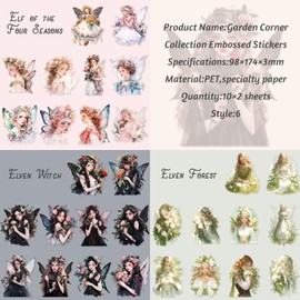 120 Pieces Vintage Sticker Set Kraeoke Dream Elf Girl PET Scrapbooking Stickers Decorative Photo Album Stickers Aesthetic Stickers for Bullet Journal Accessories and Scrapbook