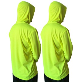D & S Hi Vis Safety Hoodie Long Sleeve High Visibility Construction Work Shirts for Men, 2-Pack (Neon Green, Large)