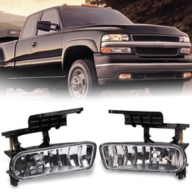 GRAND ORANGE Fog Lights Lamp Compatible With 1999-2002 Chevy Silverado 1500 2500 / Fit 2000-2006 Chevy Tahoe Suburban Clear lens GM2592113 GM2593113 10368476 10368477