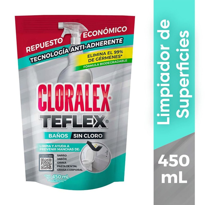 Cloralex Teflex Limpiador de Baños Repuesto sin cloro 450 ml