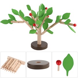 Wood Building Blocks Tree Set DIY Puzzle 3D Wooden Assembled Toys (Green Leaf)