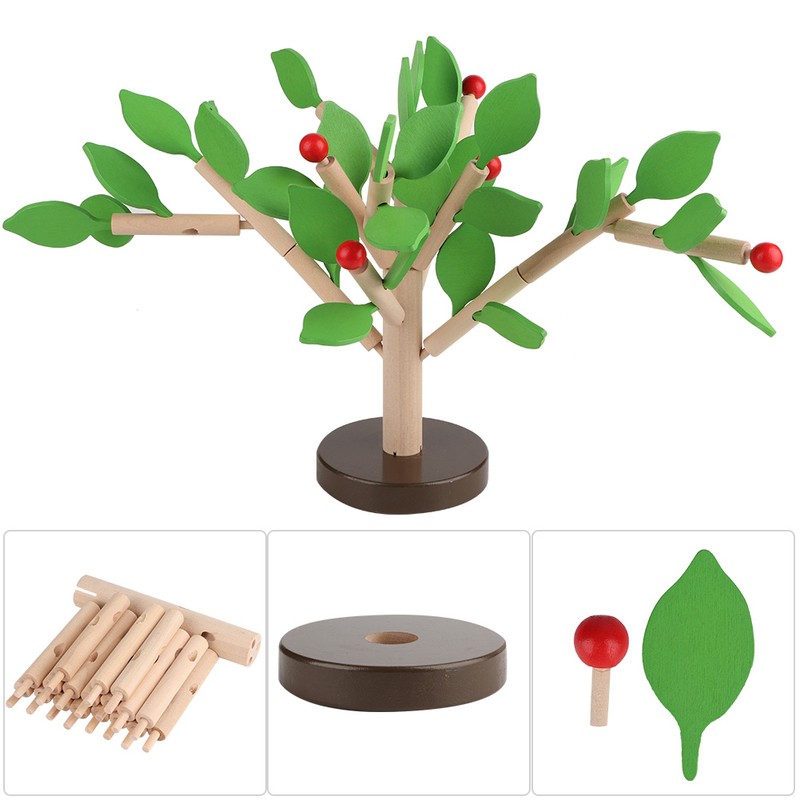 Wood Building Blocks Tree Set DIY Puzzle 3D Wooden Assembled