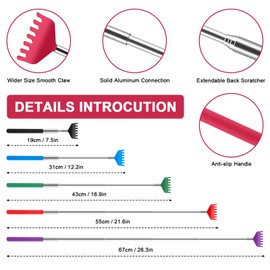 NICEMOVIC 12 Pack Extendable Back Scratcher Bulk, Stocking Stuffers White Elephant Gifts for Adults Women Men, Portable Metal Back Massager Tool Novelty Idea Prizes Gifts for Birthday/Festival/Party