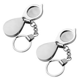 ZYEKIU 2 Pieces Magnifying Glass Children's Magnifying Glass Reading Magnifier Portable with Key Ring Mini Portable Foldable 5 and 20 Items Metal Magnifier for Reading Jewellery Travel Practical Small