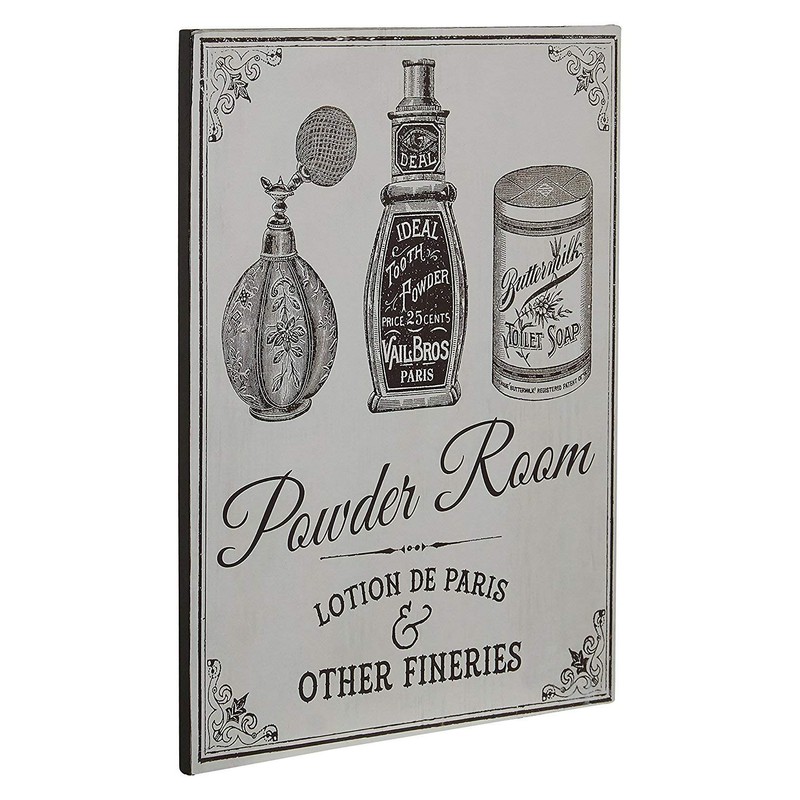 Premier Housewares 2800765 Powder Room Wall Plaque - Grey 1x20x25