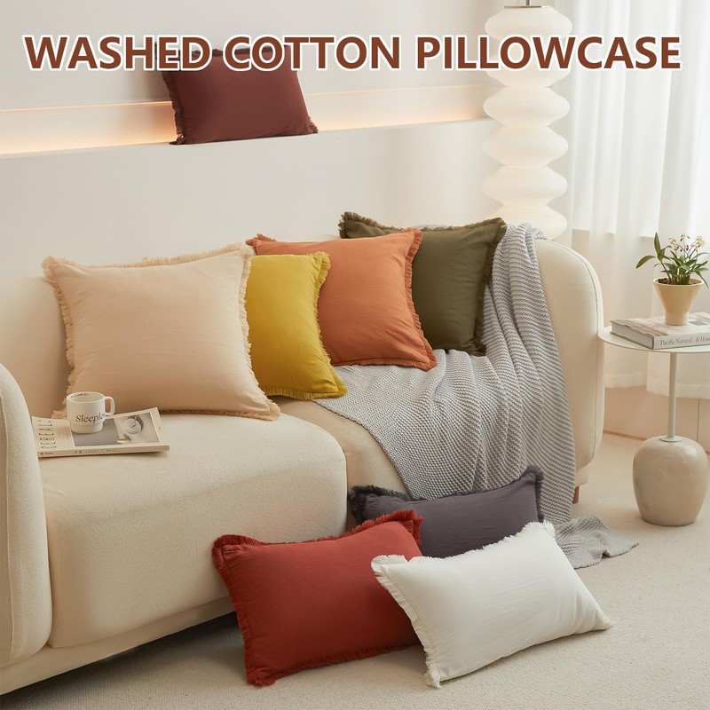 Square Pillow Covers 45x45cm Set of 2 Cotton Pillow Covers