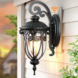 VIANIS Outdoor Lights for House Dusk to Dawn, Black Porch Lights Outdoor, Waterproof Outdoor Light Fixture with Seed Glass, Exterior Lighting Fixtures for House, Doorway, Porch,Garage