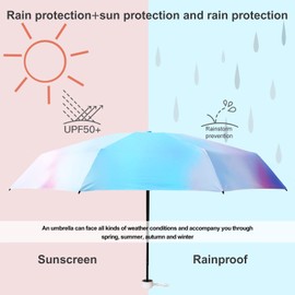 Travel Umbrella, Pocket Umbrella, Compact Umbrella, Windproof, Strong, 8 Ribs, Foldable Mini Umbrella with Capsule Cover, Sun UV Protection Umbrella, Rainbow Umbrella, Storm Resistant for Men and