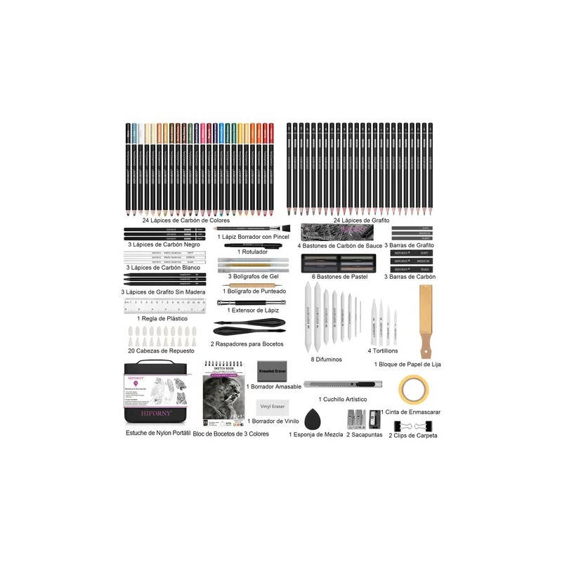 Kit De Dibujo, 126 Piezas, Juego De Lápices Para Bocetos