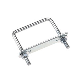 sourcing map Square U-Bolts 2-3/8"(60mm) Inner Width Carbon Steel M6 with Nuts, Frame Plate, Round Washers