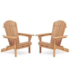 Drop Shipping Outdoor Patio Lounger Armchair  Half-Assembled Set of 2 Cedar Wood Adirondack Folding Chaircolor: Light Brown, size: 715X800X910mm
