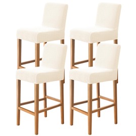 FUANGUI Bar Stool Covers Set of 4, Stretch Removable Bar Stool Seat Covers with Backs Slipcovers, Bar Chair Covers Square for Kitchen Dining Room Cafe