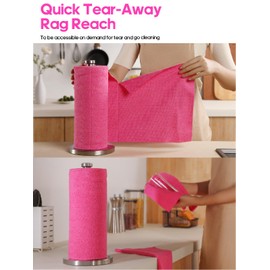 itanso Tear-A-Rag Roll -50 Pack, 12 x 12 Microfiber Cleaning Cloth, Reusable Towels for home, auto and shop (Magenta)