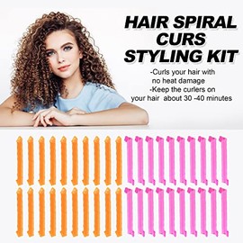 40 Piezas Rizador de pelo en espiral rizador para Mujer 22inch/55cm DIY Espiral sin calor Bricolaje rizador de Pelo Espiral mágico de los rizos Círcul