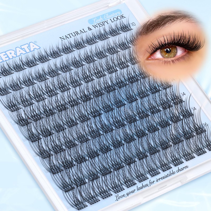 PHKERATA Wispy Lash Clusters Natural Eyelash Clusters 108 pcs Cluster