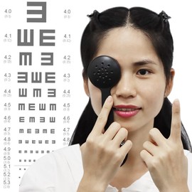 2 Pcs Dual-use Black Handheld Eye Occluder Plastic Vision Optics Optometry Instrument for Eye Chart Exam (Black)