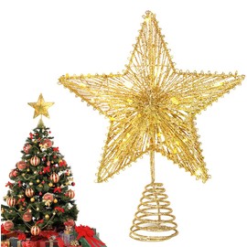 Sprinlot Christmas Tree Topper Star, Gold Christmas Tree Topper, Christmas Tree Topper Star, Tree Topper Christmas for Christmas Decoration, Party, Birthday