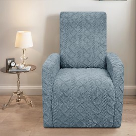 Jacquard Recliner Chair Covers 4-Piece, Stretch Thick Small Recliner Cover with Pockets, Slipcover Recliner Couch Cover for Kids Dogs Pets, Lazy Boy Furniture Protector(Gray)