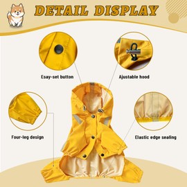 LOS ANDES Dog Raincoat, Waterproof & Comfortable, Yellow, XL, Polyester, Small Dogs Puppies