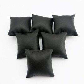 6PCS Black PU Leather Small Bracelet Watch Pillow Bangle Cushions Pillow Jewelry Organizer Holder Jewelry Displays Stand Show