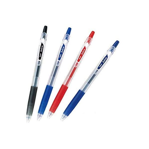 Pilot Juice Retractable Premium Gel Ink Roller Ball Pens, Ultra Fine Point 0.38mm, Black, Blue, Red and Blue Black Ink, Each 1 Pen- value Set of 4