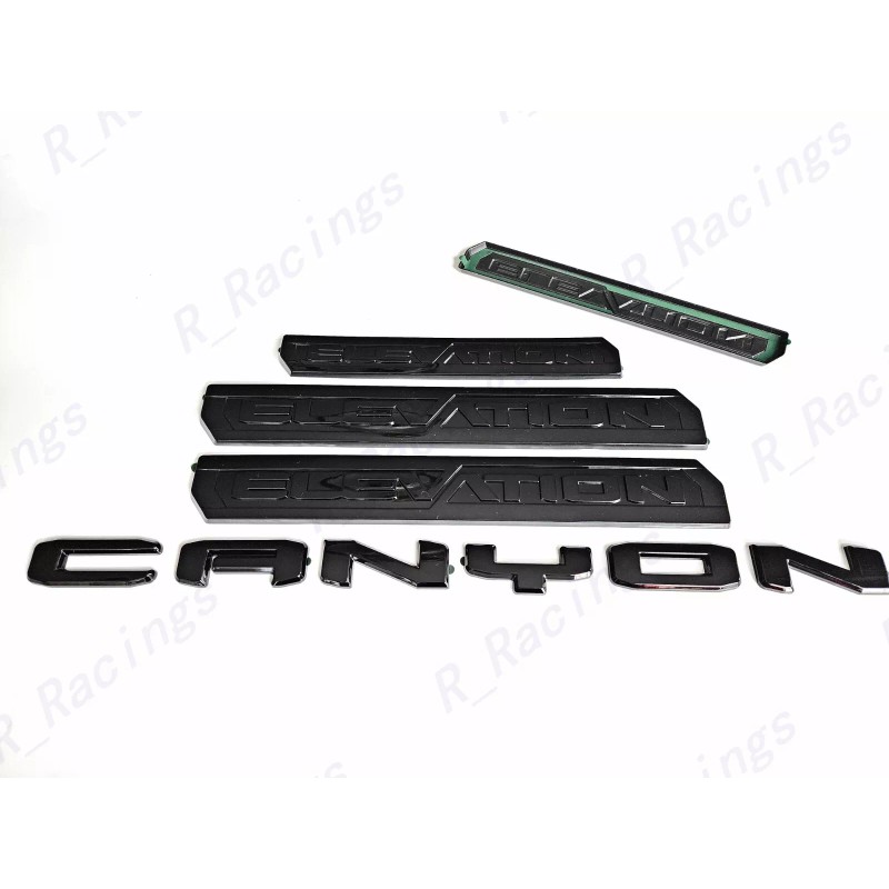 GMC OVERLAY 4PCS Gloss Black Door Rear Elevation Canyon Emblem