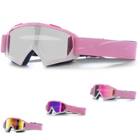 DONGZQAN Otg Women's Ski Goggles Pink Ski Goggles Glasses Wearers Women's Unisex Ski Goggles with Foam Padding, Suitable for Outdoor Sports (C)