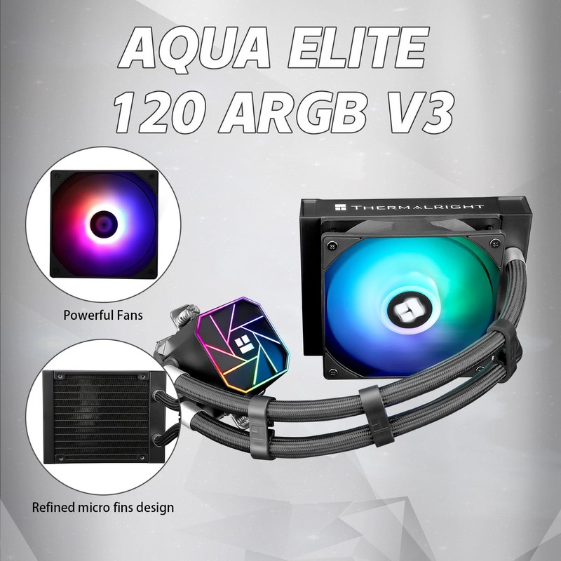 Thermalrlght Aqua Elite 120 V3 Liquid CPU Cooler, AIO Pump