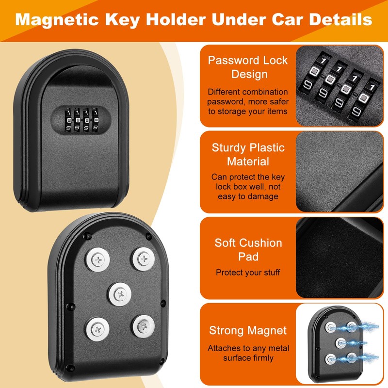 COITEK Magnetic Key Holder with Lock, Magnet Key Lock Box