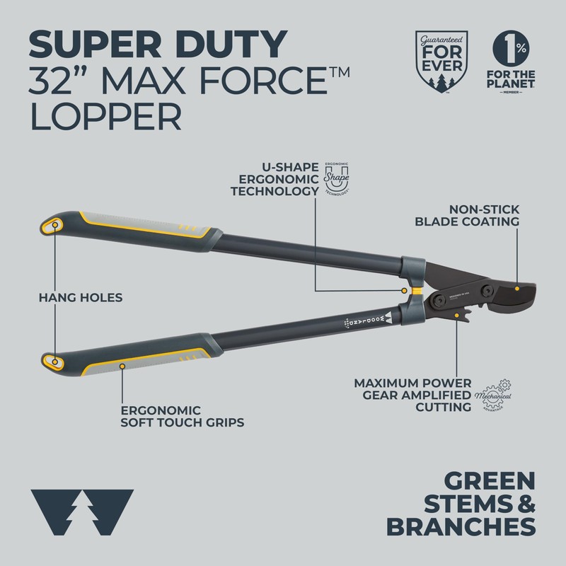 Woodland Tools Super Duty Lopper, 32 Inch Geared Bypass Branch