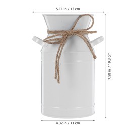 Toddmomy Vintage Metal Vase Farmhouse Jug Vase Galvanized Milk Can with Handle Metal Galvanized Milk Can Country Rustic Decorative Bucket for Home Decoration White
