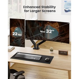 ErGear Dual Monitor Mount up to 32 inches Screen, Max 22 lbs Each Arm, Adjustable Dual Monitor Stand, Sturdy Steel Dual Monitor Arm with 180° Swivel, Tilt, 360° Rotation for Home Office, VESA 75/100mm