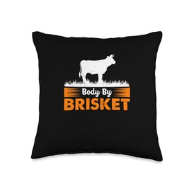 Body By Brisket Barbeque Grillmaster Grill BBQ Smoker Throw Pillow