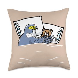 Sleeping Falcon With Stuffed Animal Bird Lover Throw Pillow