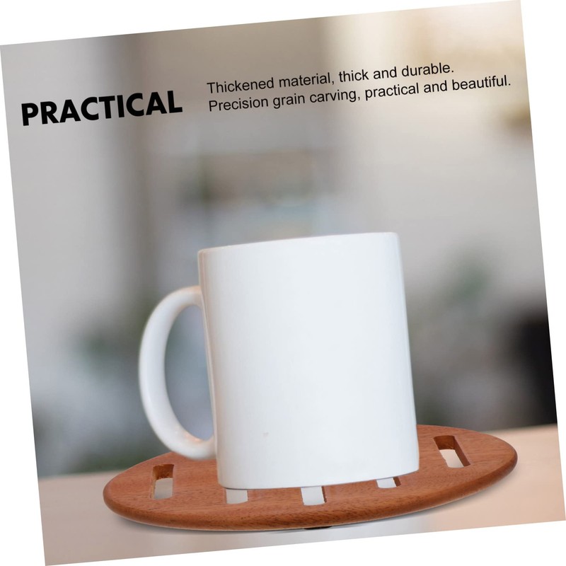Ciieeo 1Pc Wooden Cup Mat Heat Insulation Pot Pad Nonslip