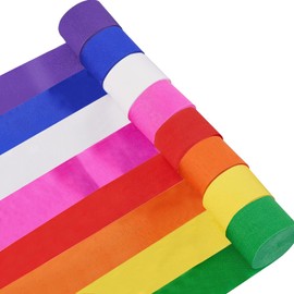 YALLOVE Crepe Paper Streamers 8 Rolls, Assorted Colored Rainbow Streamers for Birthday Wedding Baby Shower, Each Rolls 25M x 4.5CM/984Inch x 1.8Inch