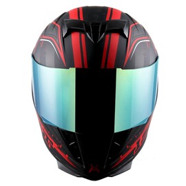 1Storm Motorcycle Full Face Helmet Skull King Matt Red + One Extra Clear Shield + Anti Fog Shield Film