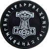 Thor's Hammer in Rune Circle Black Patch, Embroidered Mjölnir Patch
