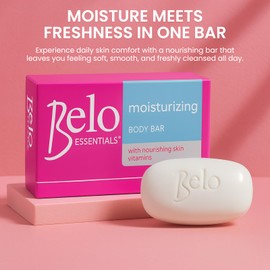 Belo Essentials Moisturizing Body Bar Gentle Cleansing Hydrating Bath Skincare Solution Smooth Texture Enhancer - 135g x 3 Bars