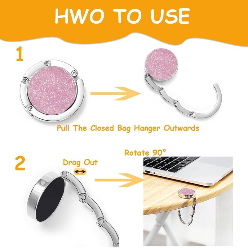 Bloomique 2PCS Handbag Hooks for Table, Foldable Round Purse Hook