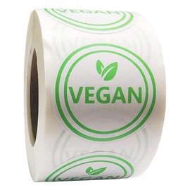 Vegan Food Rotation Labels,1.5 Inch Round Circle Dot Vegan Stickers(500 pcs per roll)