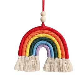 ZORVYN 1 x Baby Room Decoration, Hand-Woven Macrame Rainbow Wall Hanging, Boho Children's Room Rainbow Decoration (15 x 30 cm)