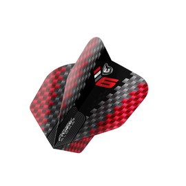 WINMAU Dart Flights - Prism Alpha Extra Thick 100 Micron Shape No. 6-1 Set per Pack (Total 3 Dart Flights) - Professional Dart Accessories - Black, Red and Grey Blade 6 Flights