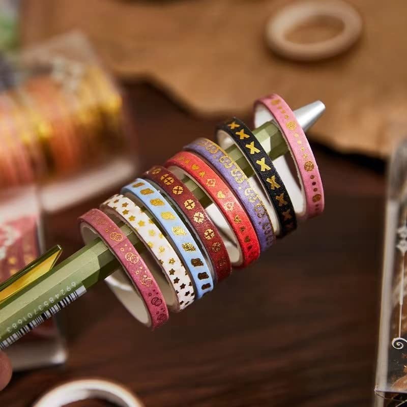 YUBX Thin Foil Gold Washi Tape Set, Masking Tape, Colourful