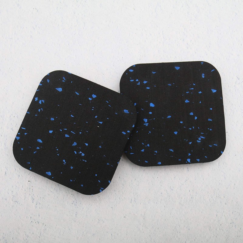 EMSea 6Pcs Treadmill Mats High Density Thickened Black Blue Dot
